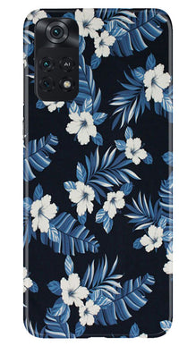 White flowers Blue Background2 Mobile Back Case for Poco M4 Pro 4G (Design - 15)