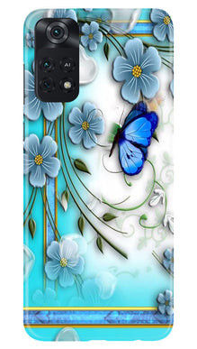 Blue Butterfly Mobile Back Case for Poco M4 Pro 4G (Design - 21)