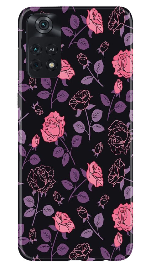 Rose Black Background Case for Poco M4 Pro 4G