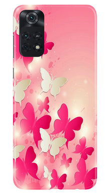 White Pick Butterflies Mobile Back Case for Poco M4 Pro 4G (Design - 28)