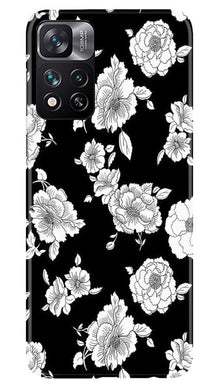 White flowers Black Background Mobile Back Case for Xiaomi Mi 11i 5G (Design - 9)