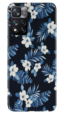 White flowers Blue Background2 Mobile Back Case for Xiaomi Mi 11i 5G (Design - 15)