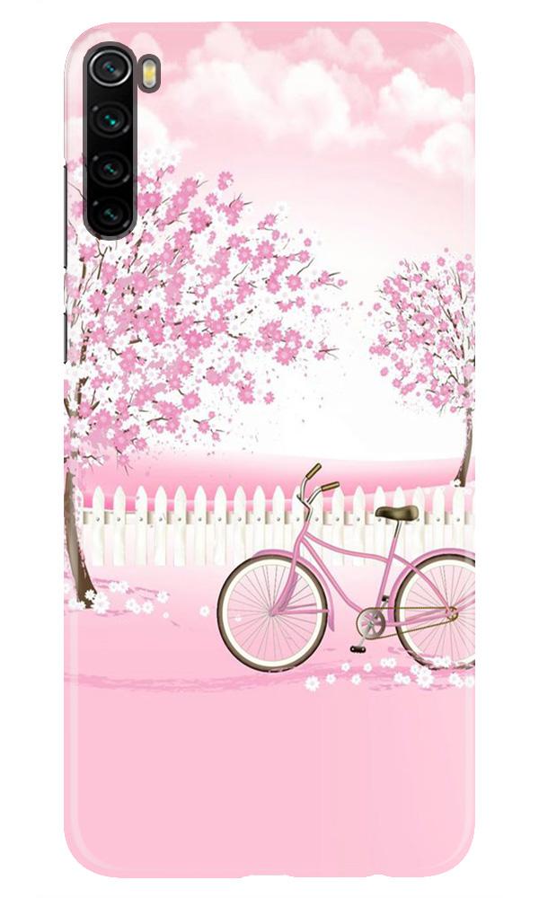 Pink Flowers Cycle Mobile Back Case for Redmi Note 8 Design 102