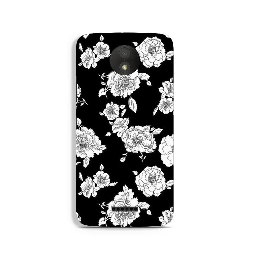 White flowers Black Background Case for Moto C