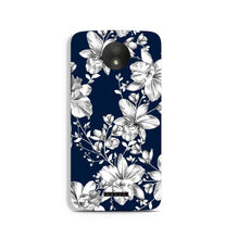 White flowers Blue Background Case for Moto C Plus