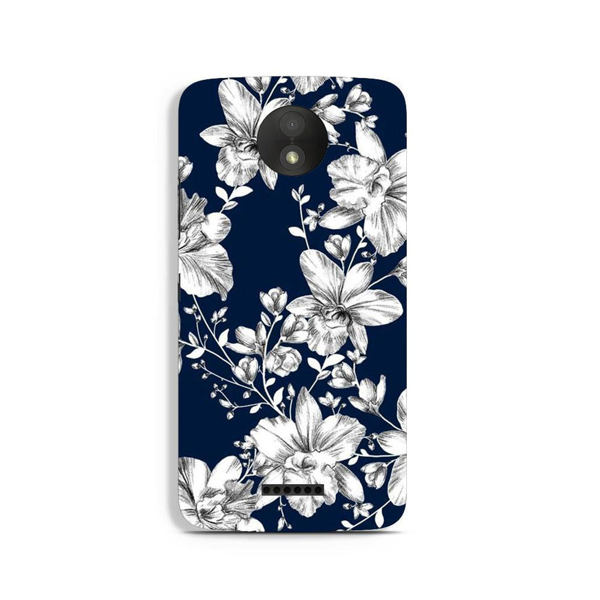 White flowers Blue Background Case for Moto C