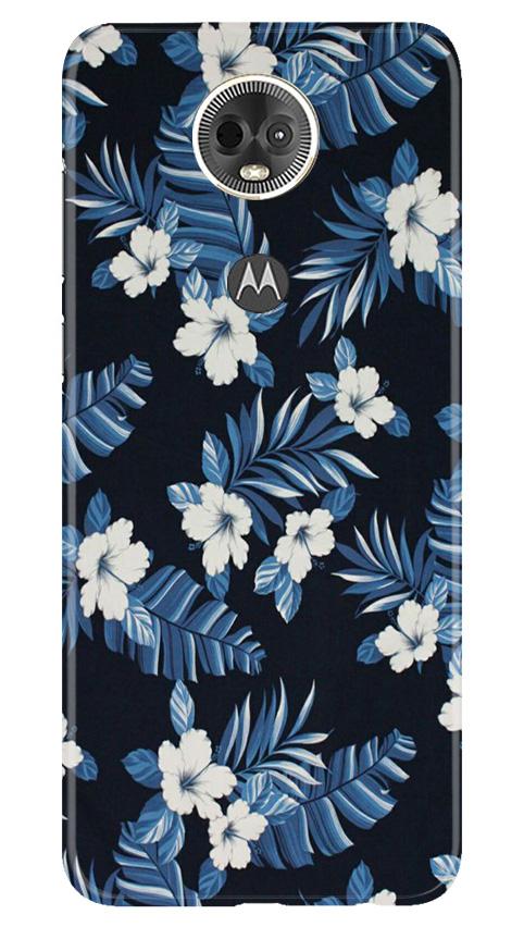 White flowers Blue Background2 Case for Moto E5 Plus