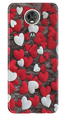 Red White Hearts Mobile Back Case for Moto E5 Plus  (Design - 105)