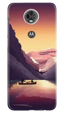 Mountains Boat Mobile Back Case for Moto E5 Plus (Design - 181)