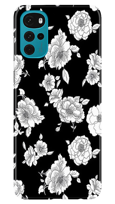 White flowers Black Background Case for Moto G22