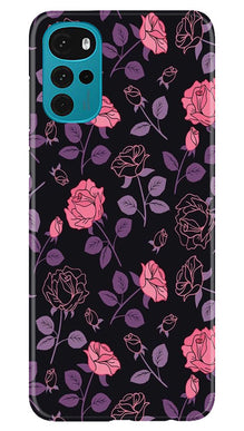 Rose Black Background Mobile Back Case for Moto G22 (Design - 27)