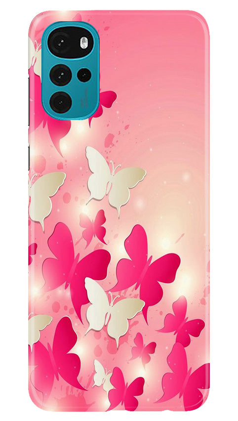 White Pick Butterflies Case for Moto G22