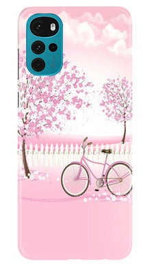 Pink Flowers Cycle Mobile Back Case for Moto G22  (Design - 102)