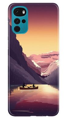 Mountains Boat Mobile Back Case for Moto G22 (Design - 150)