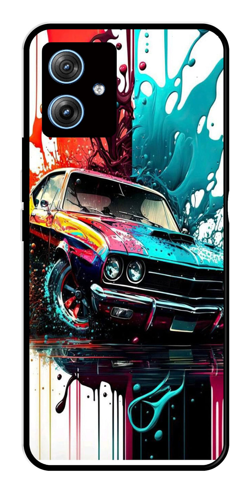 Vintage Car Metal Mobile Case for Moto G54 5G   (Design No -29)