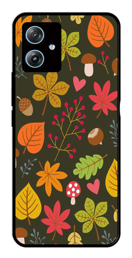 Leaves Design Metal Mobile Case for Moto G54 5G   (Design No -51)