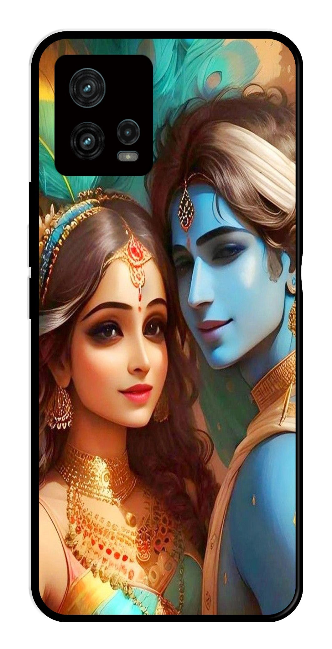 Lord Radha Krishna Metal Mobile Case for Moto G72 5G   (Design No -01)