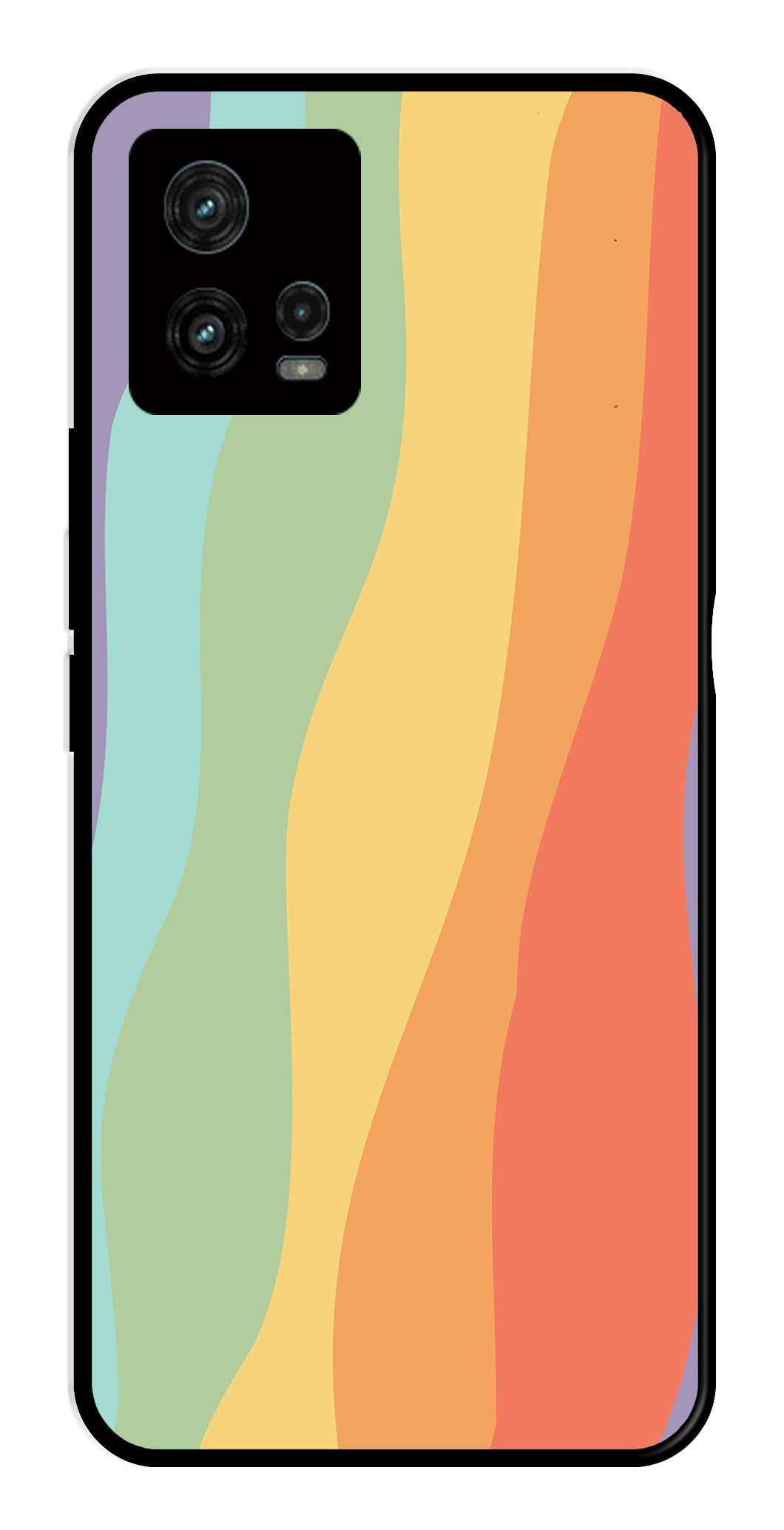 Muted Rainbow Metal Mobile Case for Moto G72 5G   (Design No -02)