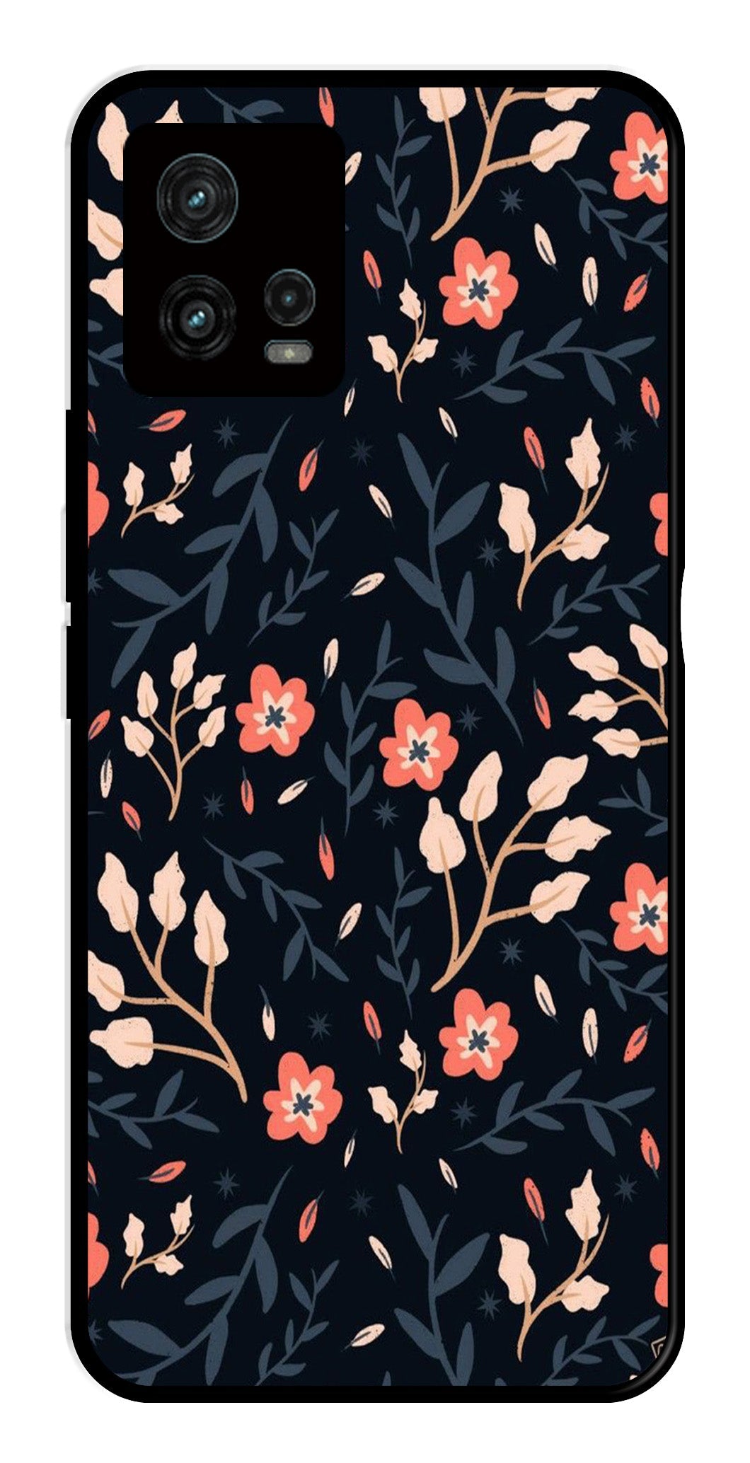 Floral Pattern Metal Mobile Case for Moto G72 5G   (Design No -10)