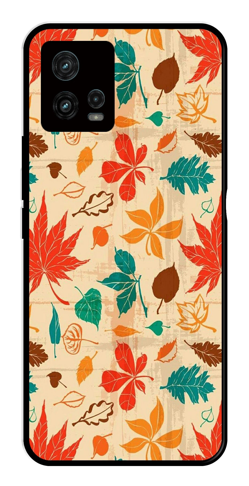 Leafs Design Metal Mobile Case for Moto G72 5G   (Design No -14)