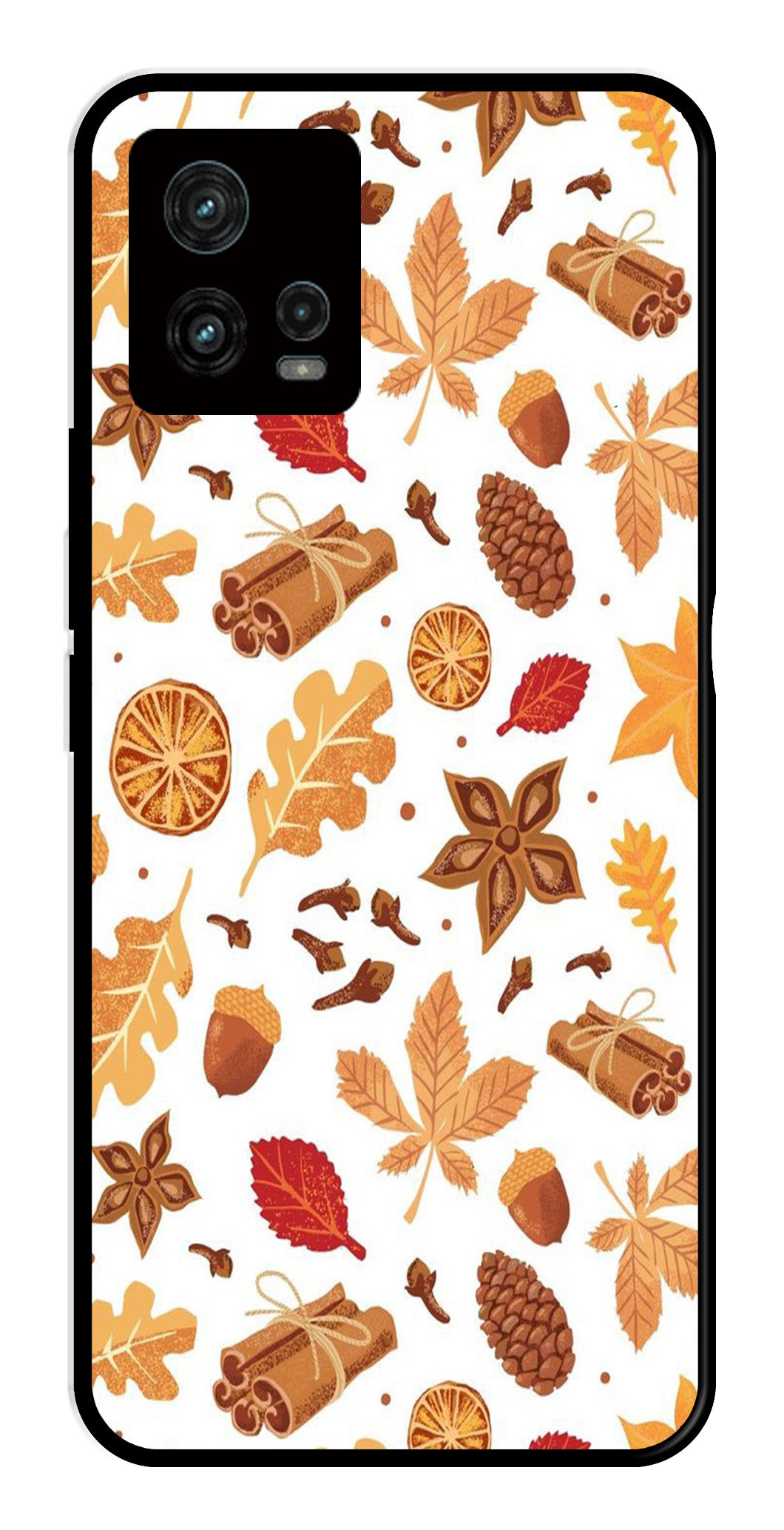 Autumn Leaf Metal Mobile Case for Moto G72 5G   (Design No -19)