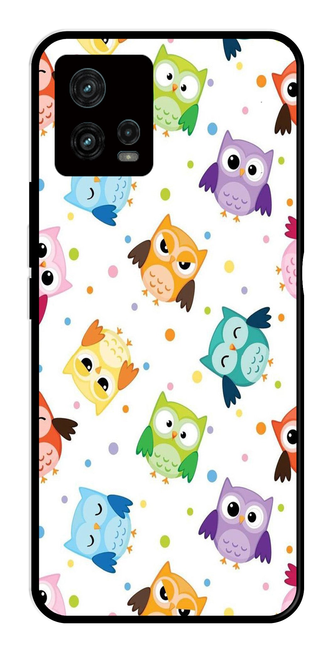 Owls Pattern Metal Mobile Case for Moto G72 5G   (Design No -20)