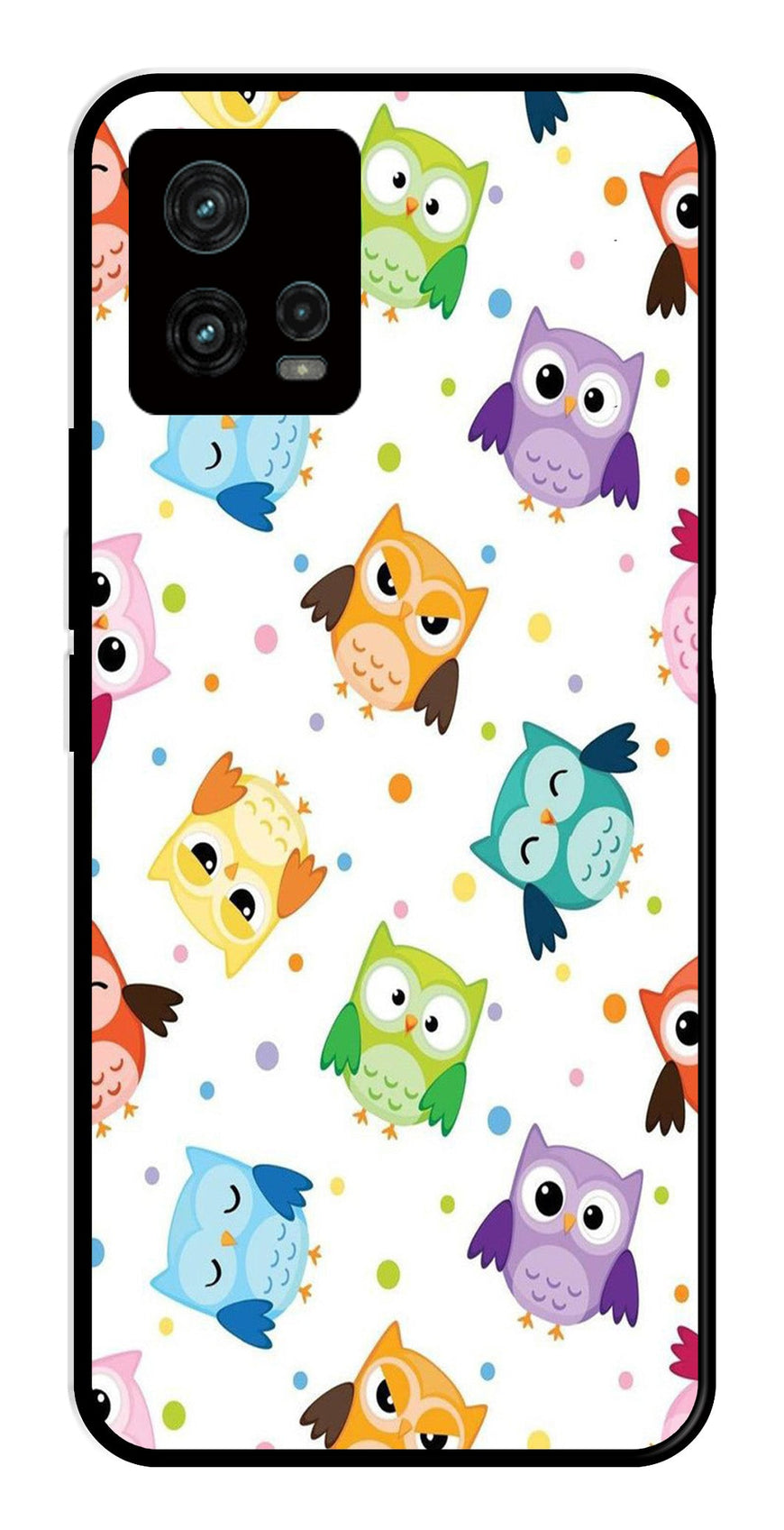 Owls Pattern Metal Mobile Case for Moto Edge 30 Fusion 5G   (Design No -20)