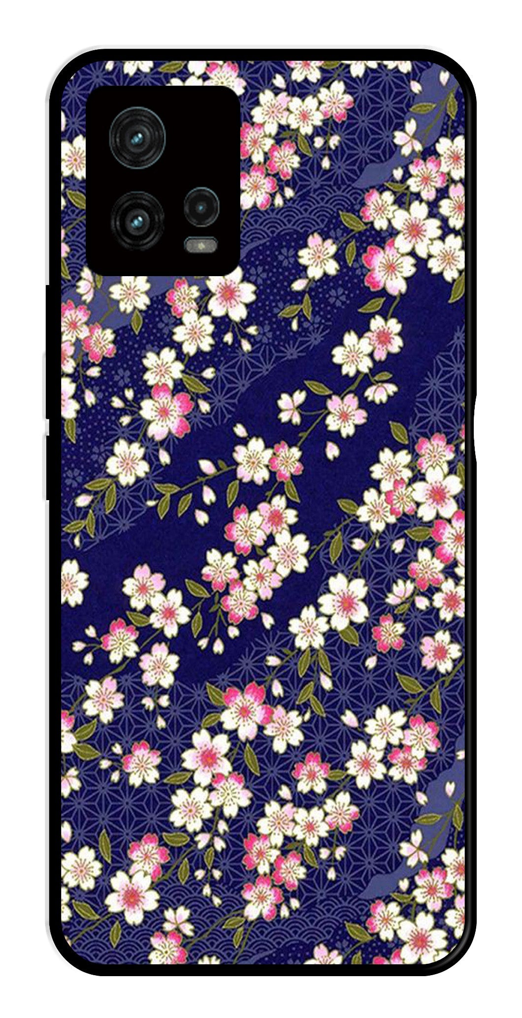 Flower Design Metal Mobile Case for Moto G72 5G   (Design No -25)