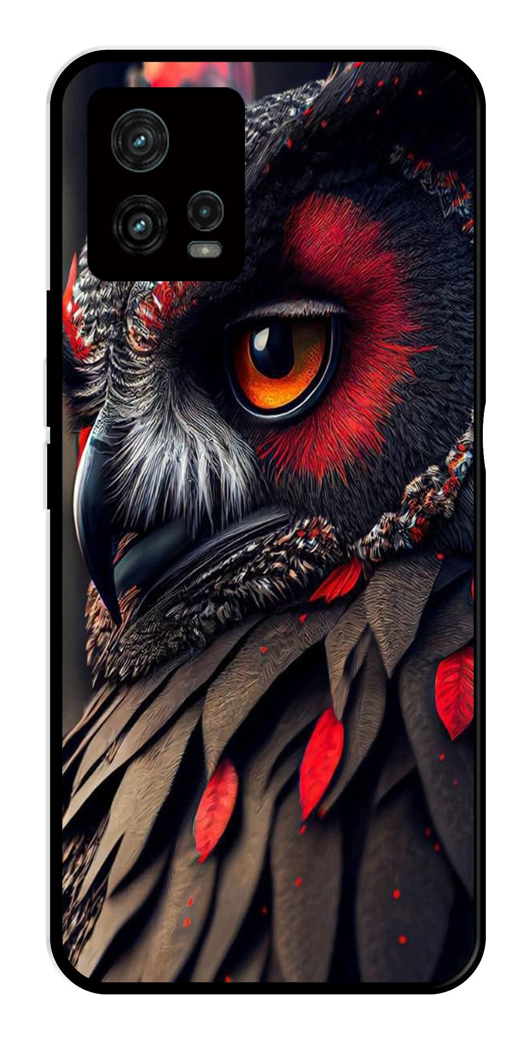 Owl Design Metal Mobile Case for Moto G72 5G   (Design No -26)