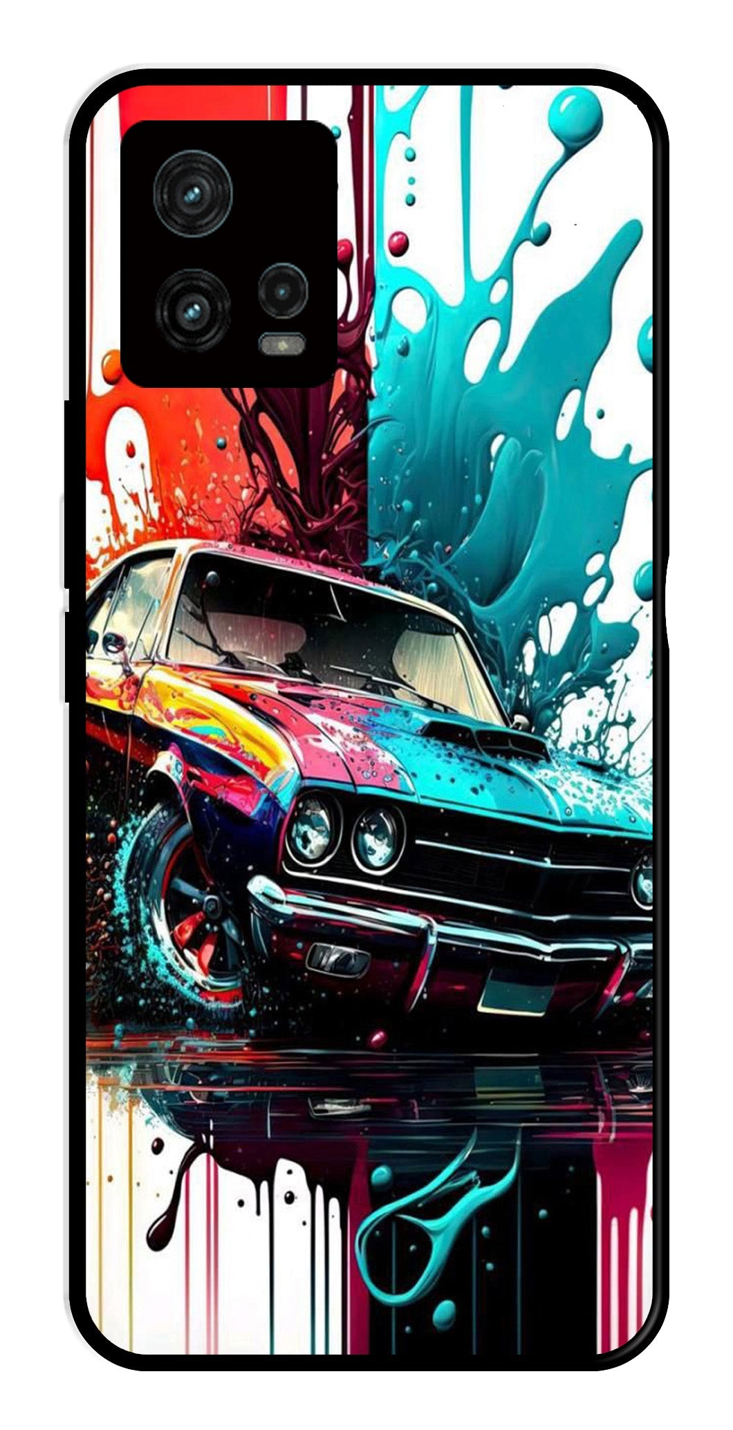 Vintage Car Metal Mobile Case for Moto G72 5G   (Design No -29)