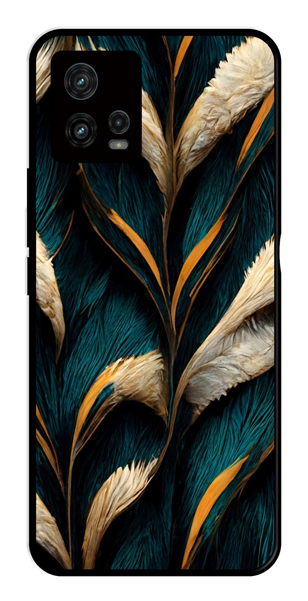 Feathers Metal Mobile Case for Moto G72 5G   (Design No -30)