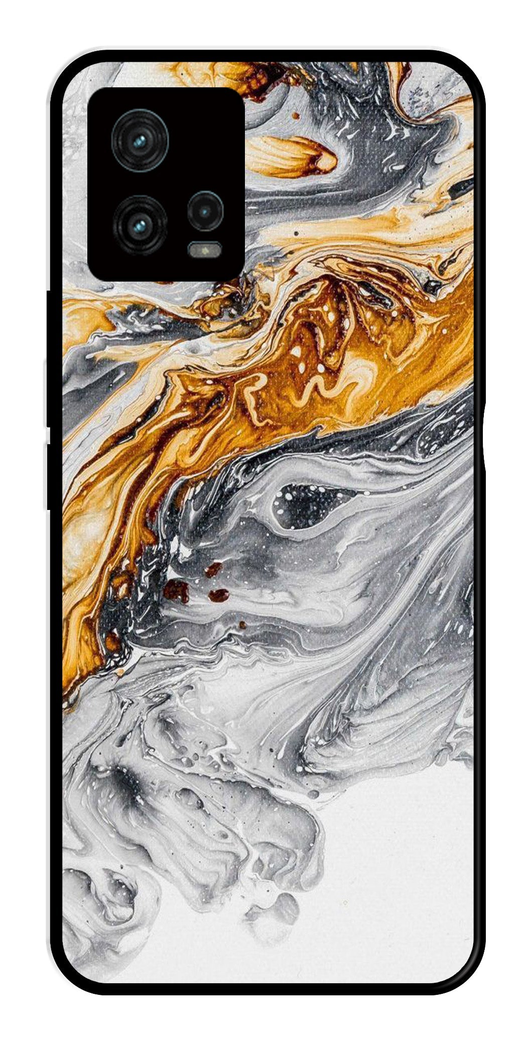 Marble Pattern Metal Mobile Case for Moto G72 5G   (Design No -36)