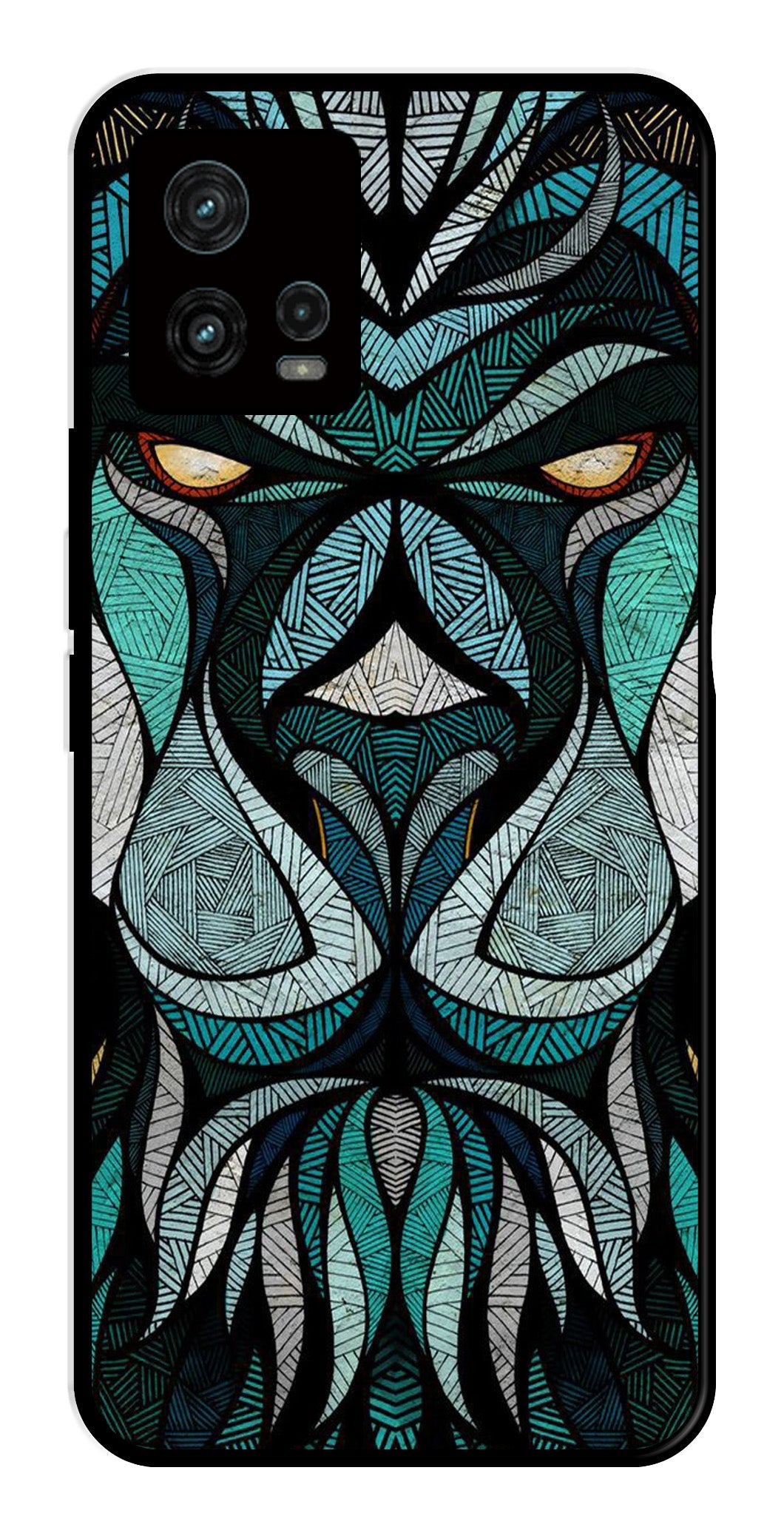 Lion Pattern Metal Mobile Case for Moto G72 5G   (Design No -40)