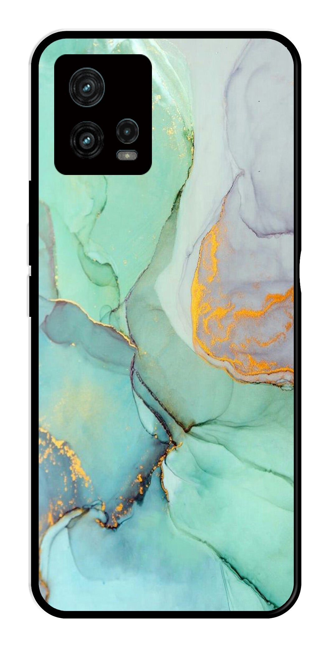 Marble Design Metal Mobile Case for Moto G72 5G   (Design No -46)