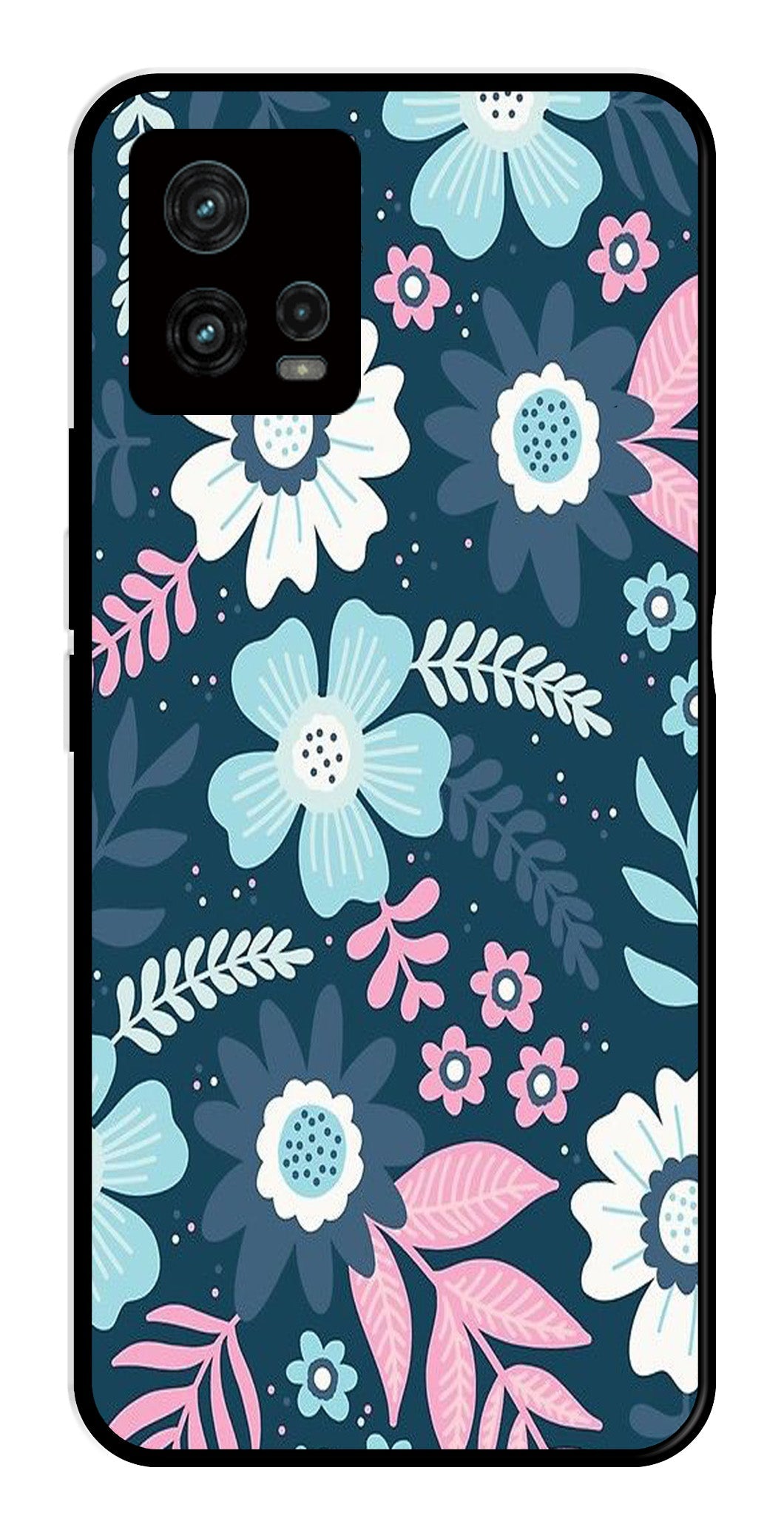 Flower Leaves Design Metal Mobile Case for Moto G72 5G   (Design No -50)