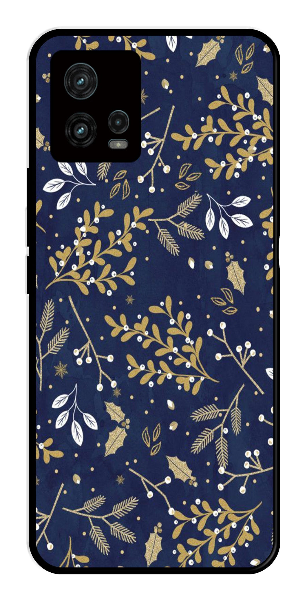 Floral Pattern  Metal Mobile Case for Moto G72 5G   (Design No -52)