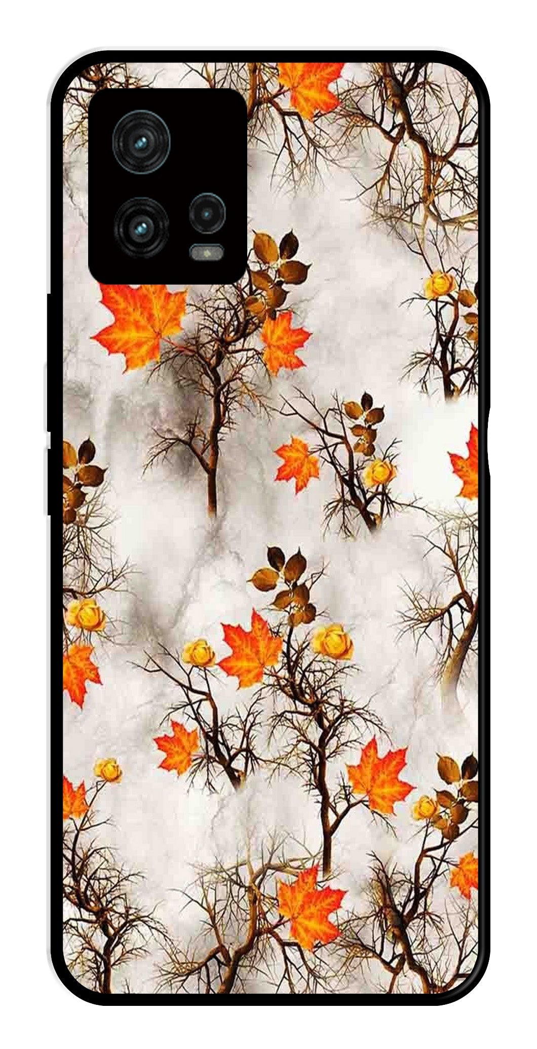 Autumn leaves Metal Mobile Case for Moto G72 5G   (Design No -55)