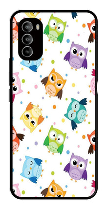 Owls Pattern Metal Mobile Case for Moto G82 5G