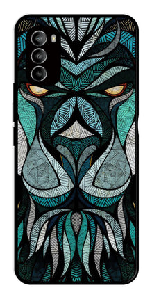 Lion Pattern Metal Mobile Case for Moto G82 5G