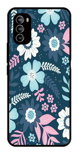 Flower Leaves Design Metal Mobile Case for Moto G82 5G   (Design No -50)