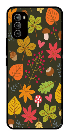 Leaves Design Metal Mobile Case for Moto G82 5G   (Design No -51)