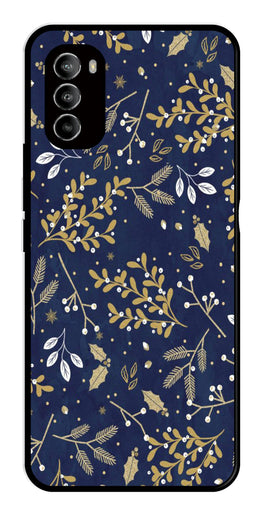 Floral Pattern  Metal Mobile Case for Moto G82 5G   (Design No -52)