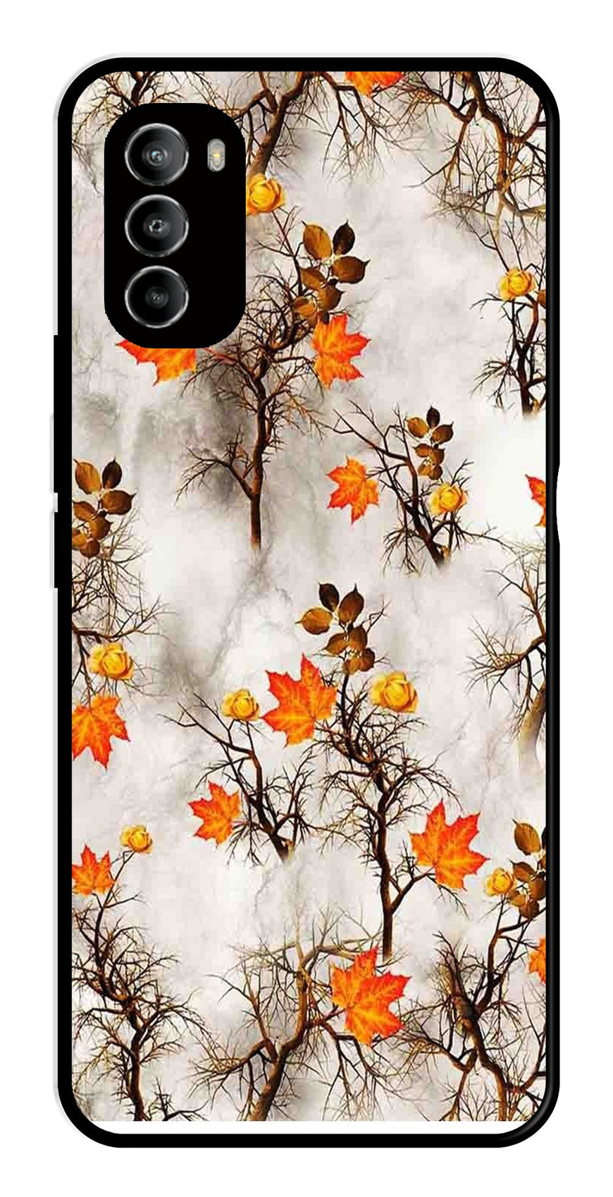 Autumn leaves Metal Mobile Case for Moto G82 5G   (Design No -55)