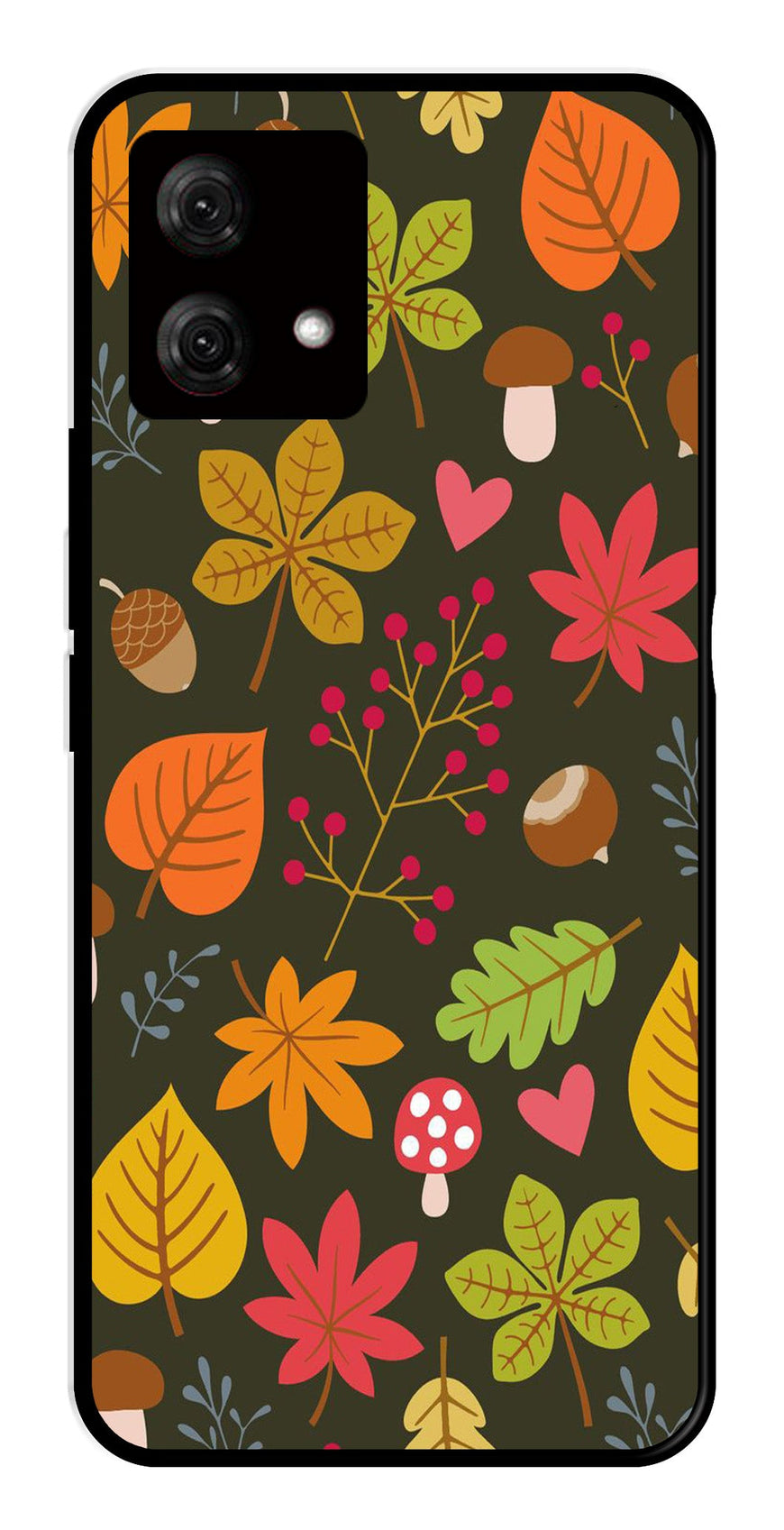 Leaves Design Metal Mobile Case for Moto G84 5G   (Design No -51)