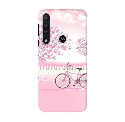 Pink Flowers Cycle Case for Moto G8 Plus  (Design - 102)