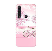Pink Flowers Cycle Mobile Back Case for Moto G8 Plus  (Design - 102)