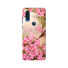 Pink flowers Mobile Back Case for Moto One Vision (Design - 69)