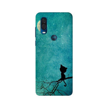 Moon cat Mobile Back Case for Moto One Vision (Design - 70)