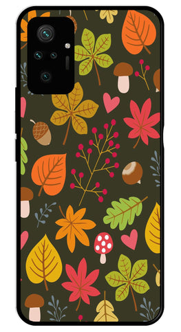 Leaves Design Metal Mobile Case for Redmi Note 10 Pro   (Design No -51)