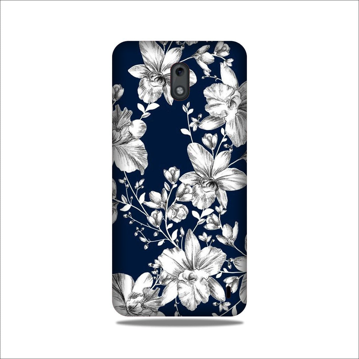 White flowers Blue Background Case for Nokia 2.2